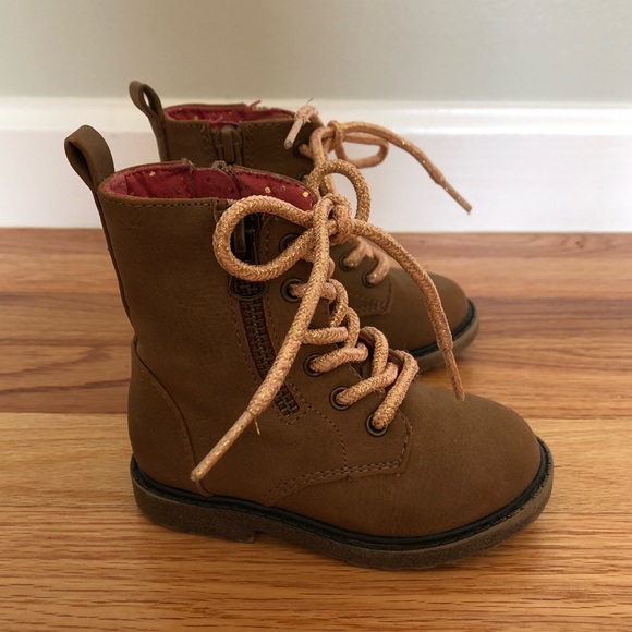 Cat & Jack Shoes Cat Jack Combat Boots Brown Sparkle Laces 5 Poshmark